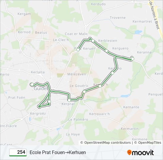 Plan de la ligne 254 de bus