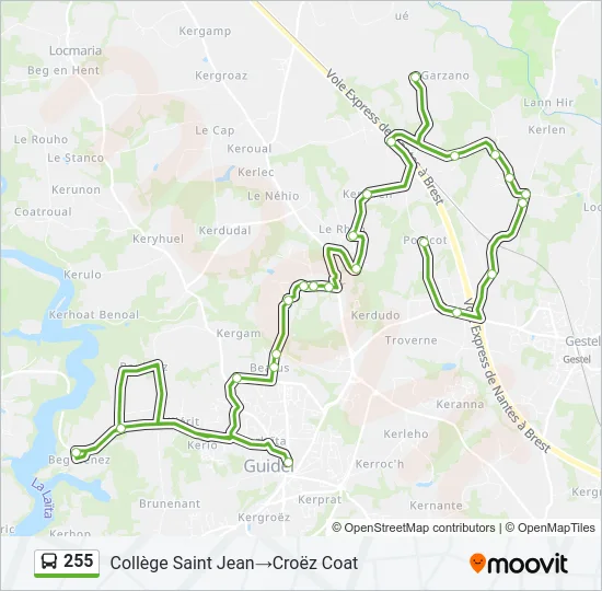 255 Bus Line Map