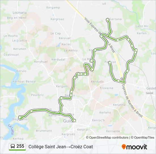255 Bus Line Map