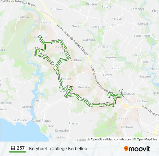 257 Bus Line Map