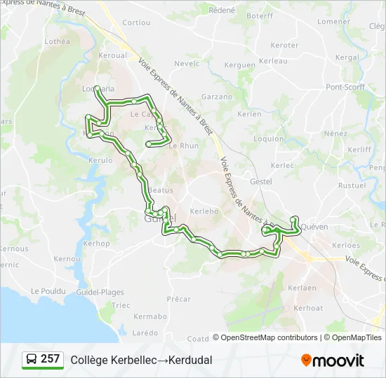 257 Bus Line Map