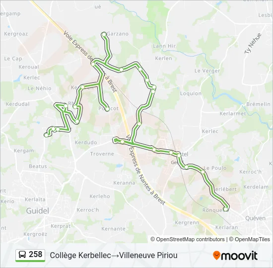 258 Bus Line Map