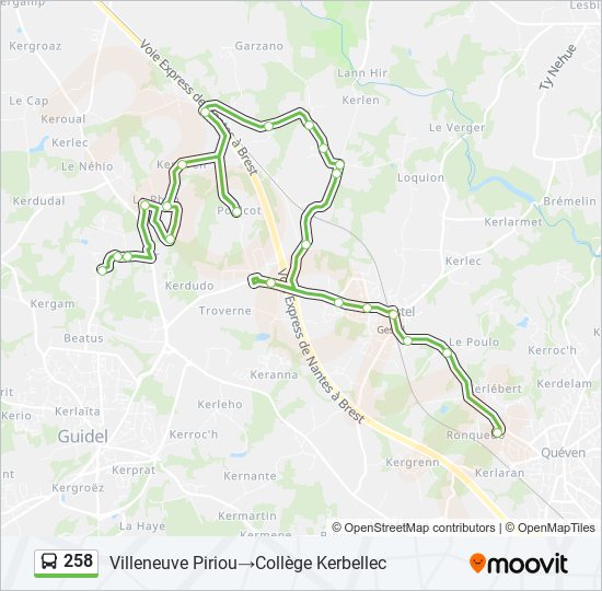 258 bus Line Map