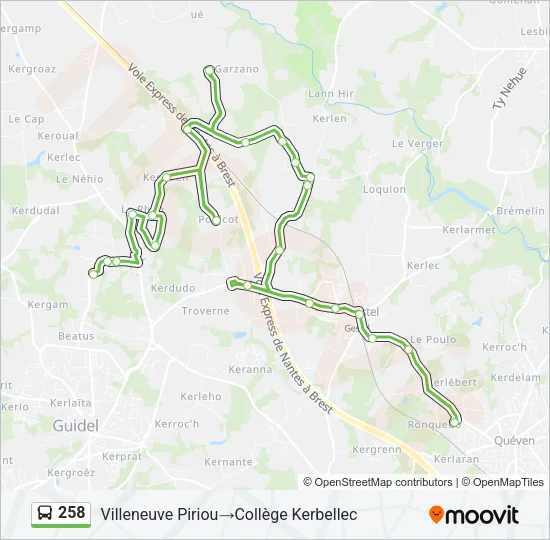 258 Bus Line Map