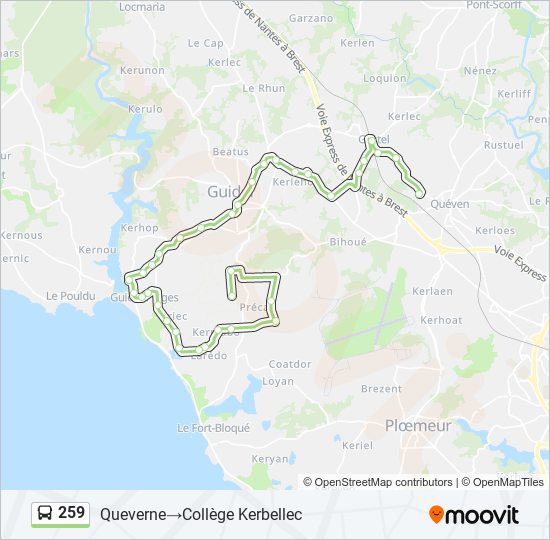Mapa de 259 de autobús