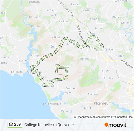 Mapa de 259 de autobús