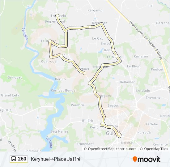 Mapa de 260 de autobús