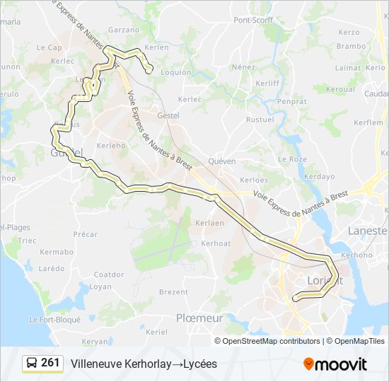 Plan de la ligne 261 de bus