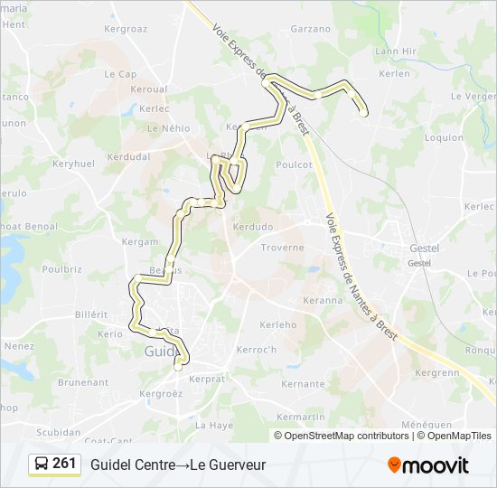 Plan de la ligne 261 de bus