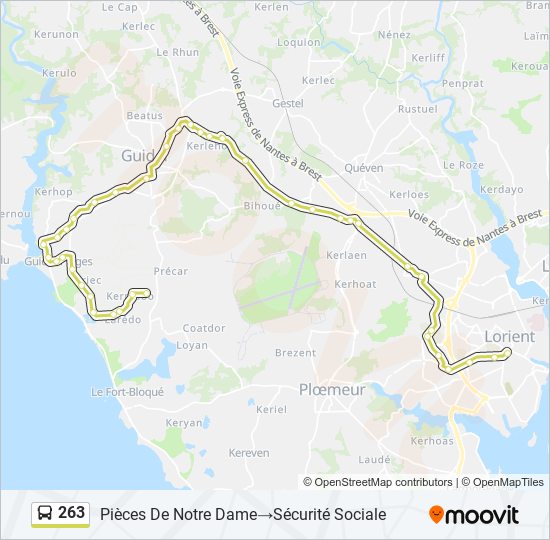 263 bus Line Map