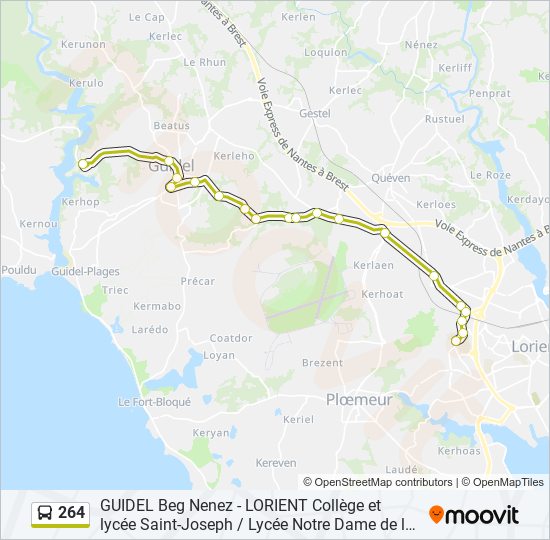 Mapa de 264 de autobús