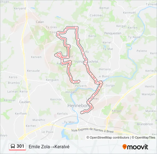 301 Bus Line Map