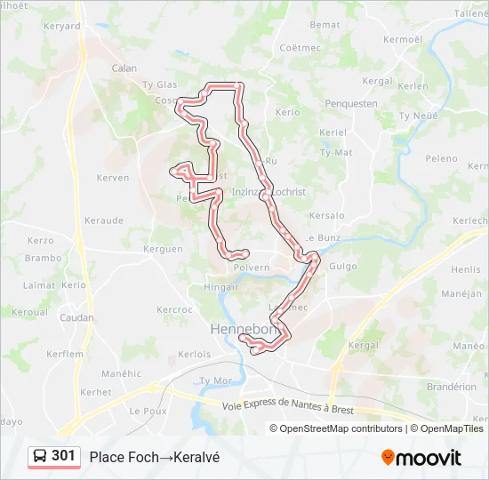 301 Bus Line Map