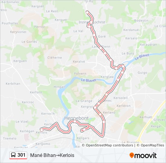 Mapa de 301 de autobús