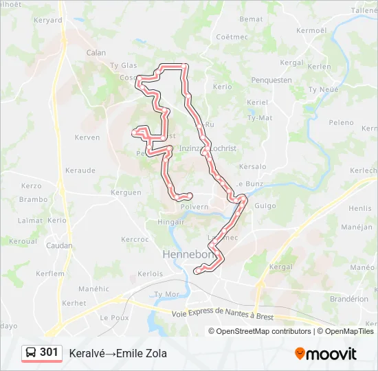 301 Bus Line Map