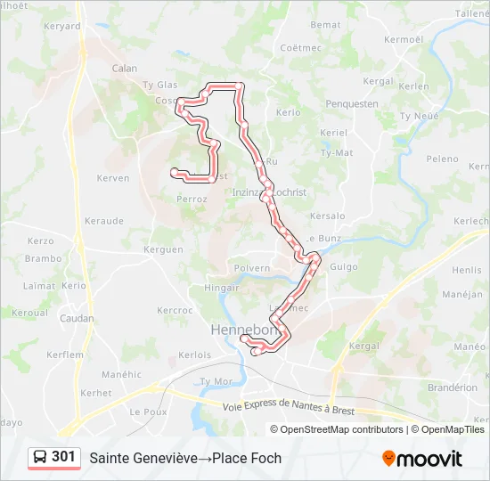 301 Bus Line Map