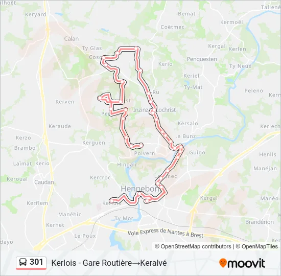 301 Bus Line Map