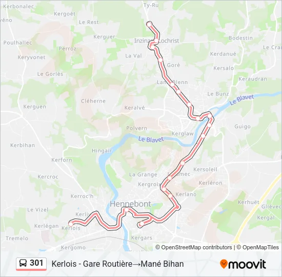 301 Bus Line Map