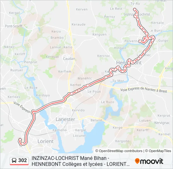 302 Bus Line Map