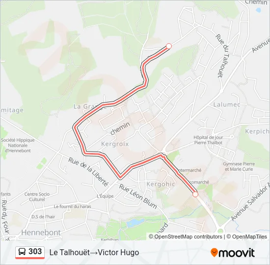 303 Bus Line Map