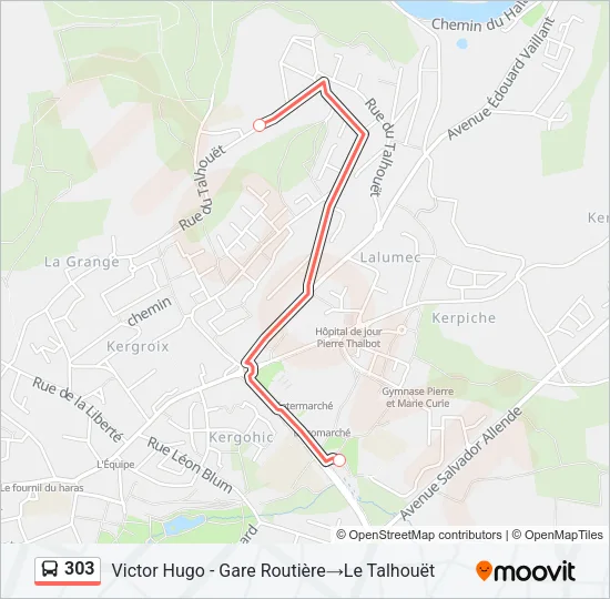 303 Bus Line Map