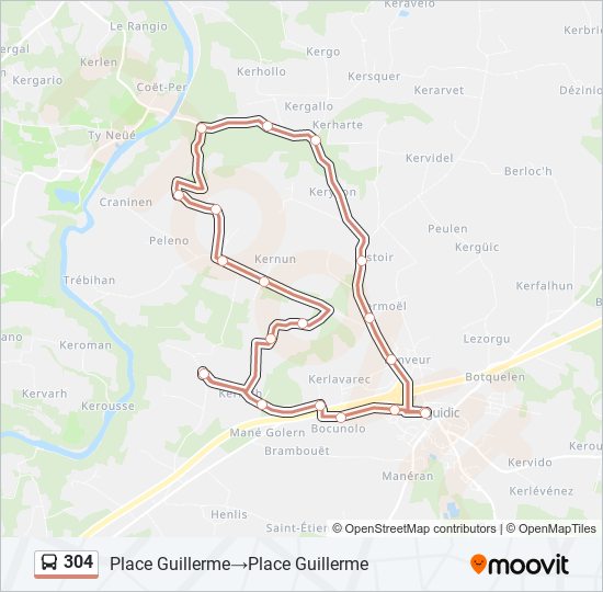 Mapa de 304 de autobús