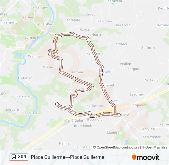304 Bus Line Map