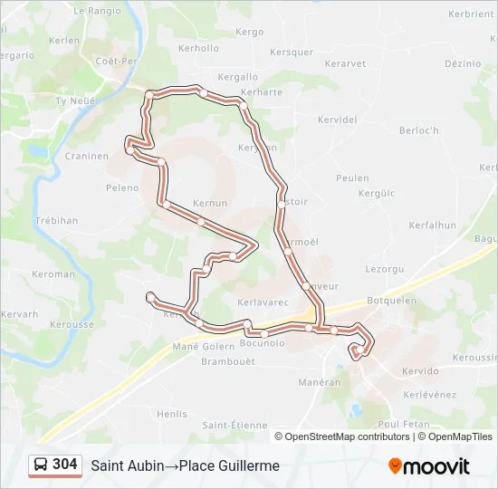 304 Bus Line Map