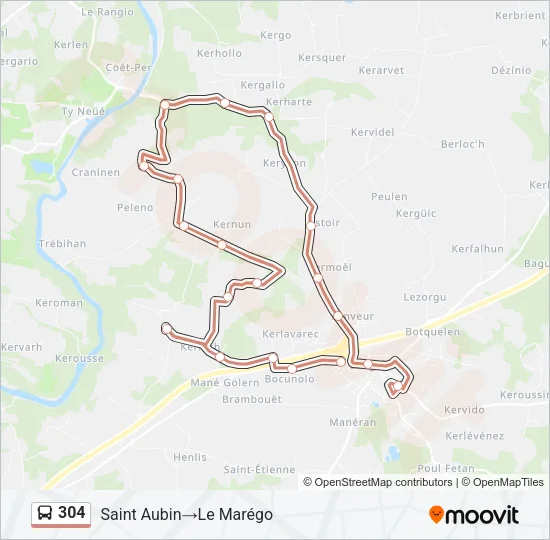 304 Bus Line Map
