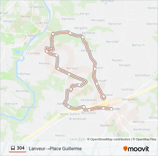 304 Bus Line Map