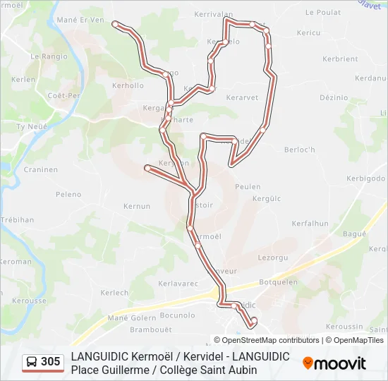 305 Bus Line Map