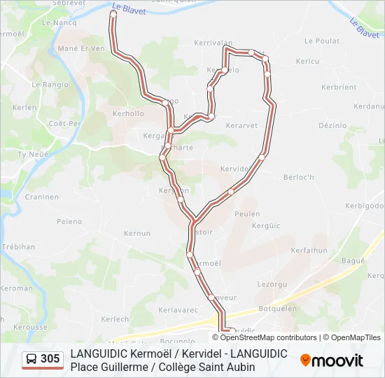 305 Bus Line Map