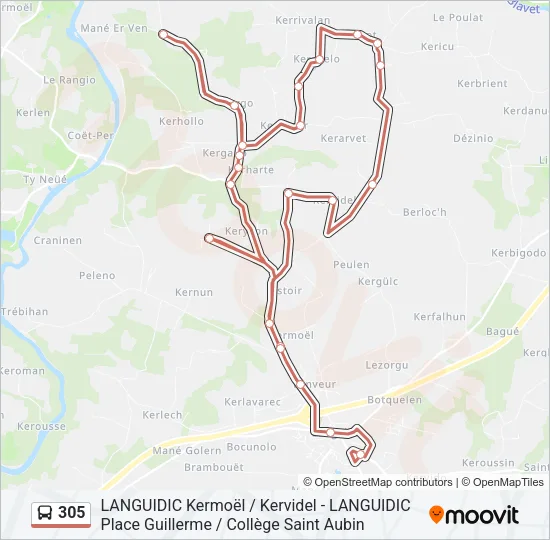 305 Bus Line Map
