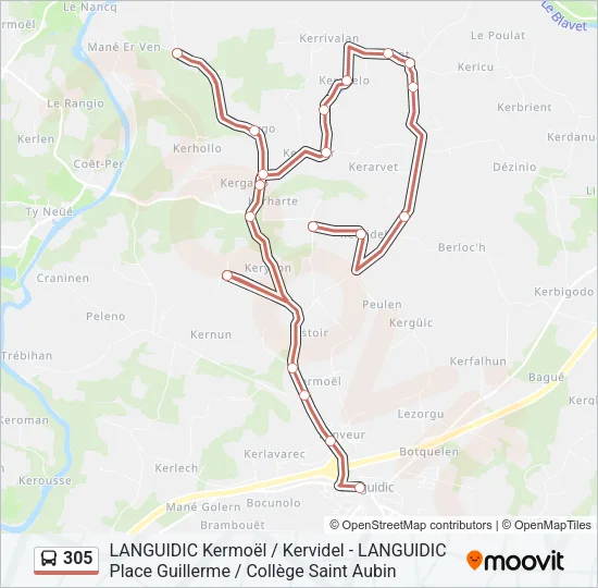 305 Bus Line Map
