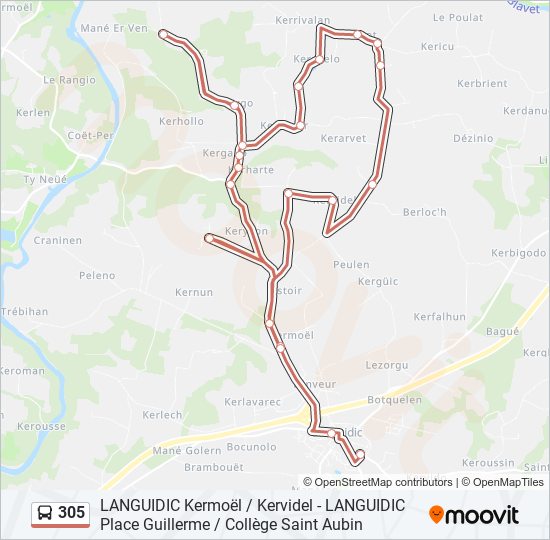 Plan de la ligne 305 de bus