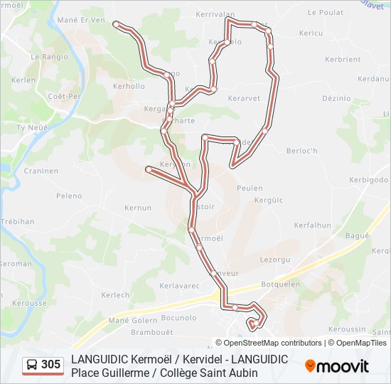 Plan de la ligne 305 de bus