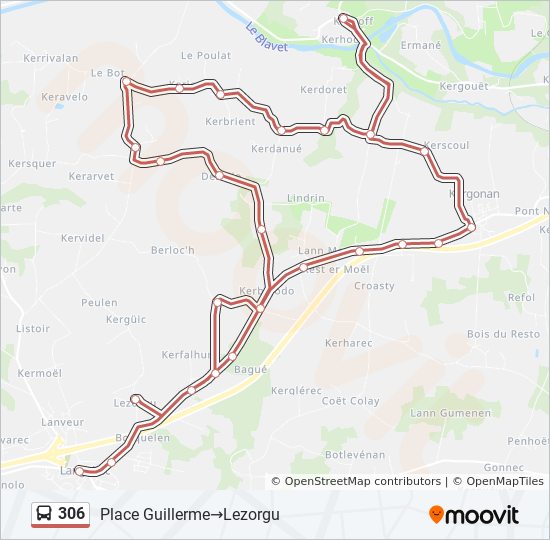 Mapa de 306 de autobús