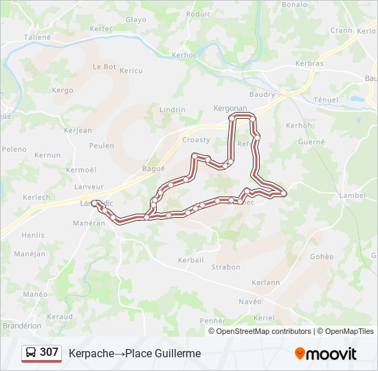 Plan de la ligne 307 de bus