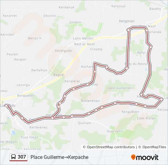 307 bus Line Map