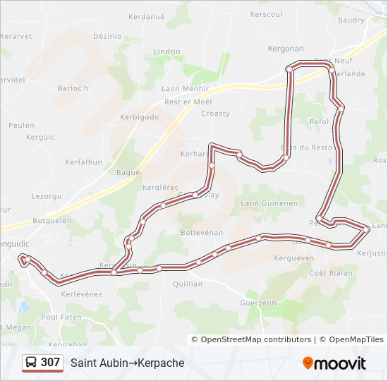 Mapa de 307 de autobús