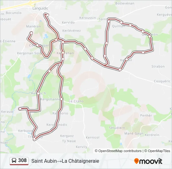 308 Bus Line Map