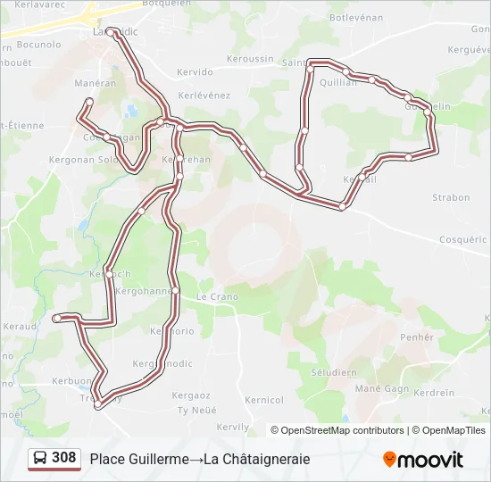 308 Bus Line Map