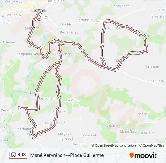 308 Bus Line Map