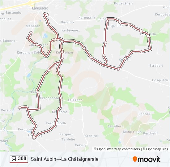 308 bus Line Map