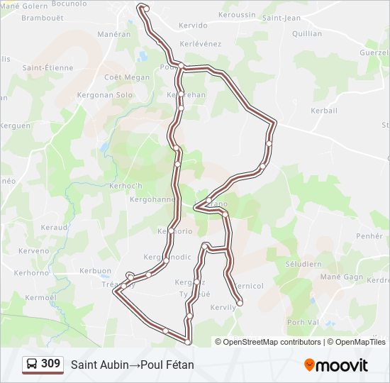 Plan de la ligne 309 de bus