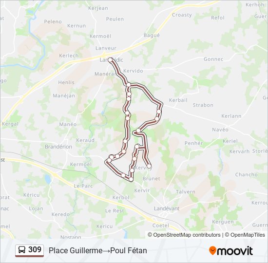 Plan de la ligne 309 de bus