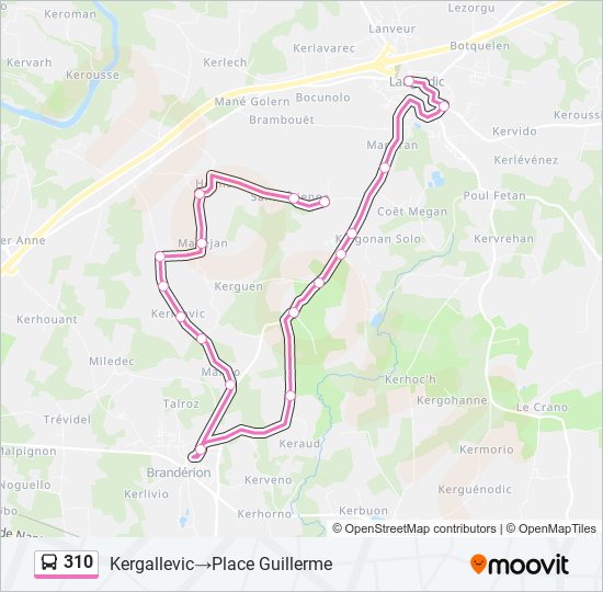 Plan de la ligne 310 de bus