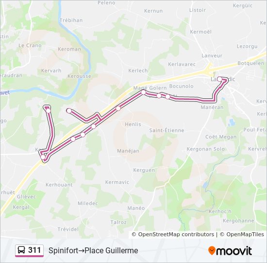 311 bus Line Map