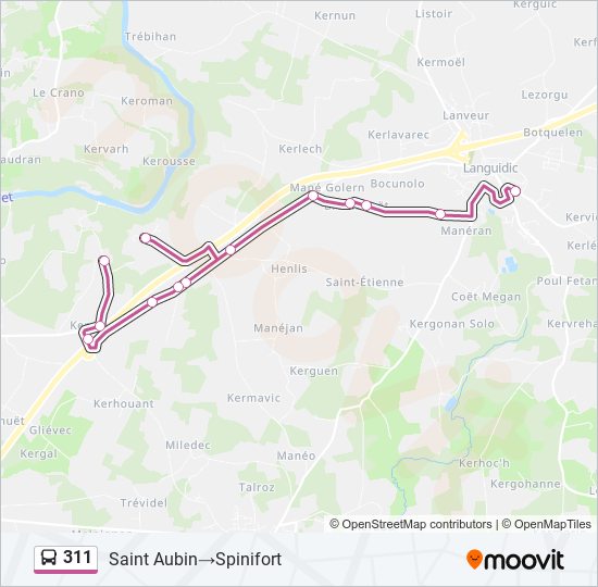 Plan de la ligne 311 de bus