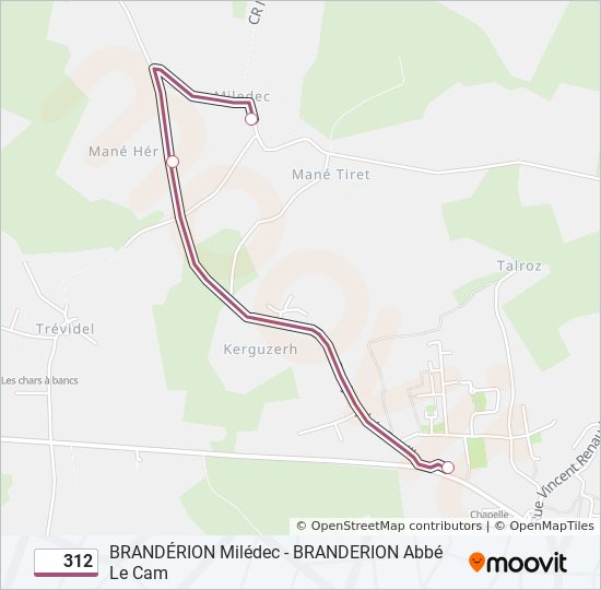 Mapa de 312 de autobús